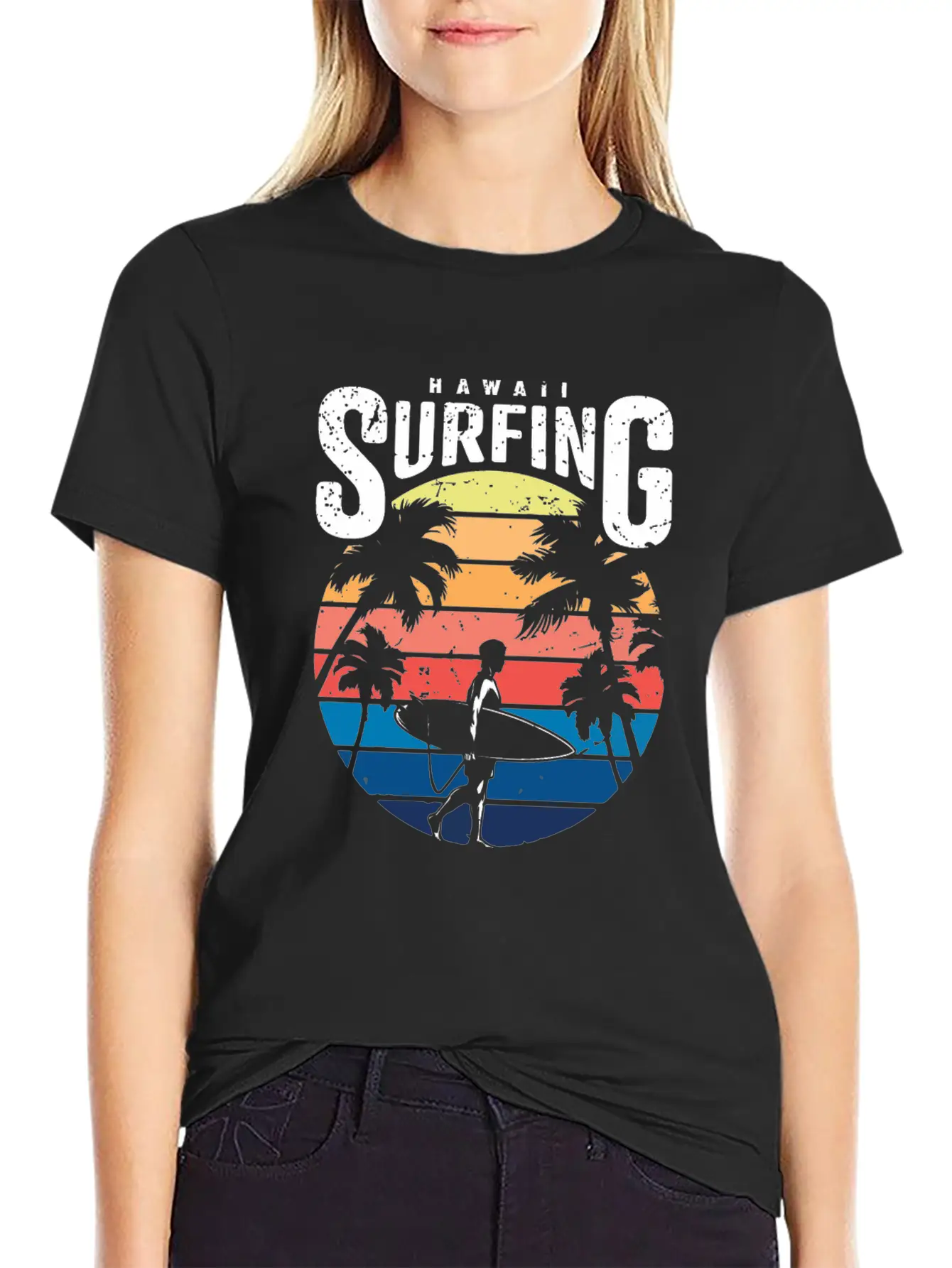 Hawaii Surfing Unisex Short Sleeve Soft Cotton T-Shirt – Casual Everyday Wear