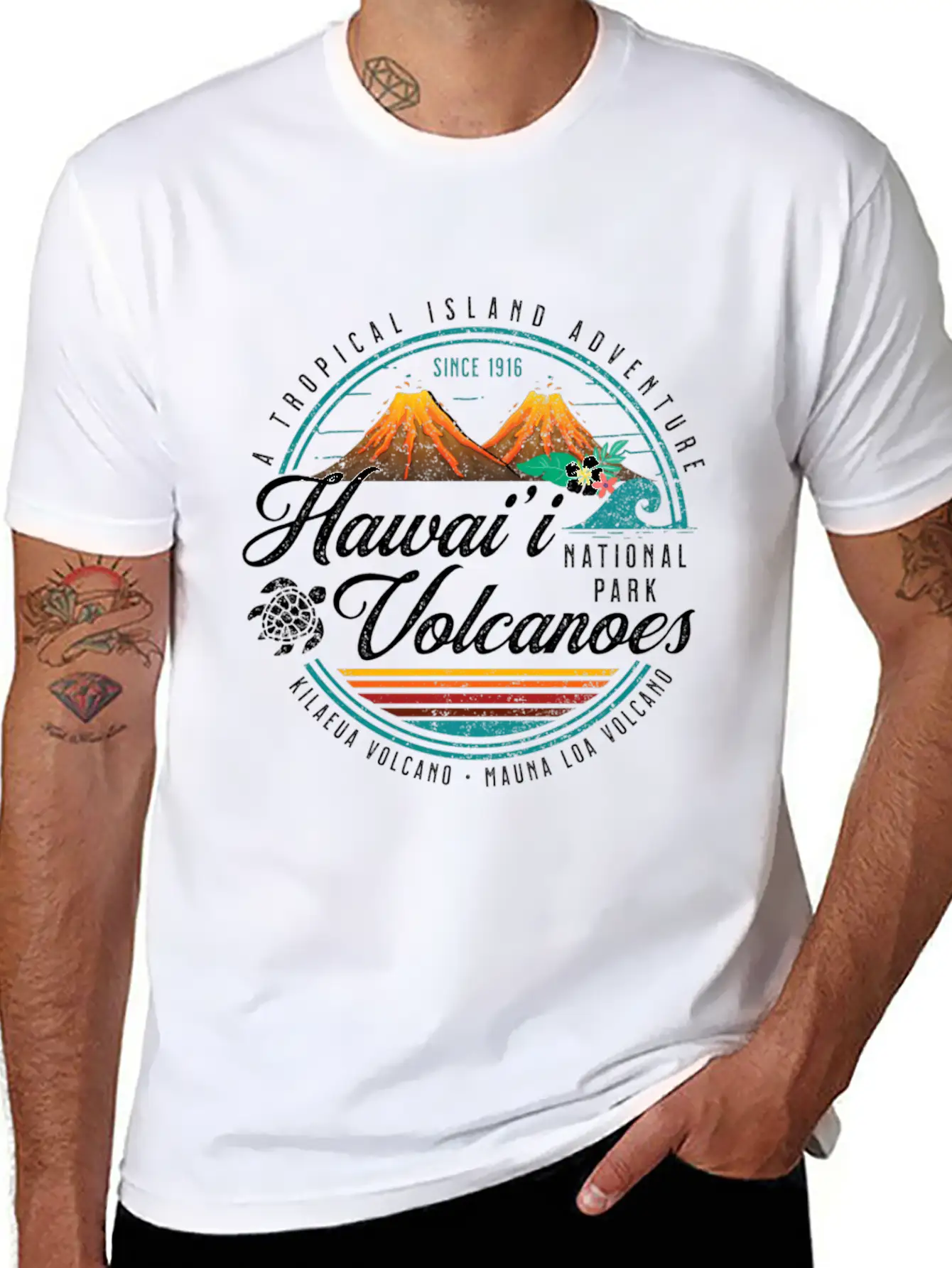 Hawaii Volcanoes National Park Kilauea Mauna Load Unisex Short Sleeve Soft Cotton T-Shirt – Casual Everyday Wear