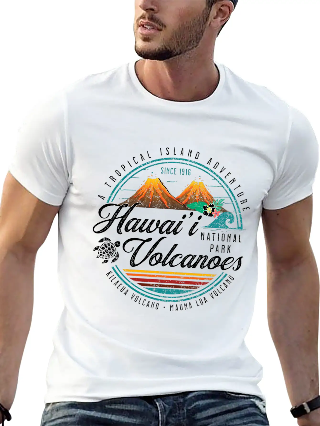 Hawaii Volcanoes National Park Kilauea Mauna Load Unisex Short Sleeve Soft Cotton T-Shirt – Casual Everyday Wear
