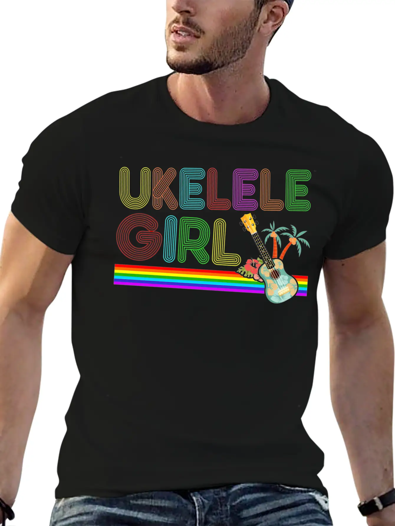 Hawaiian Ukulele Uke 70S Ukulele Breathable Soft Cotton T-Shirt – Timeless Casual Look