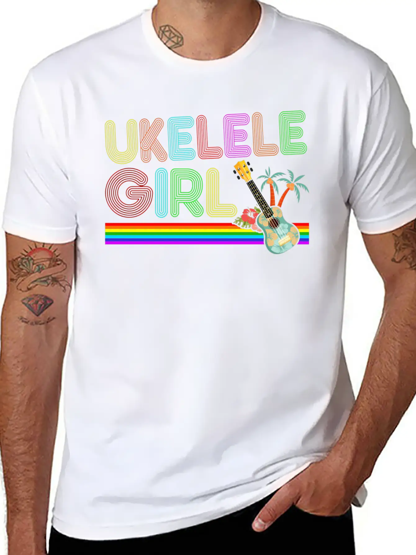 Hawaiian Ukulele Uke 70S Ukulele Breathable Soft Cotton T-Shirt – Timeless Casual Look