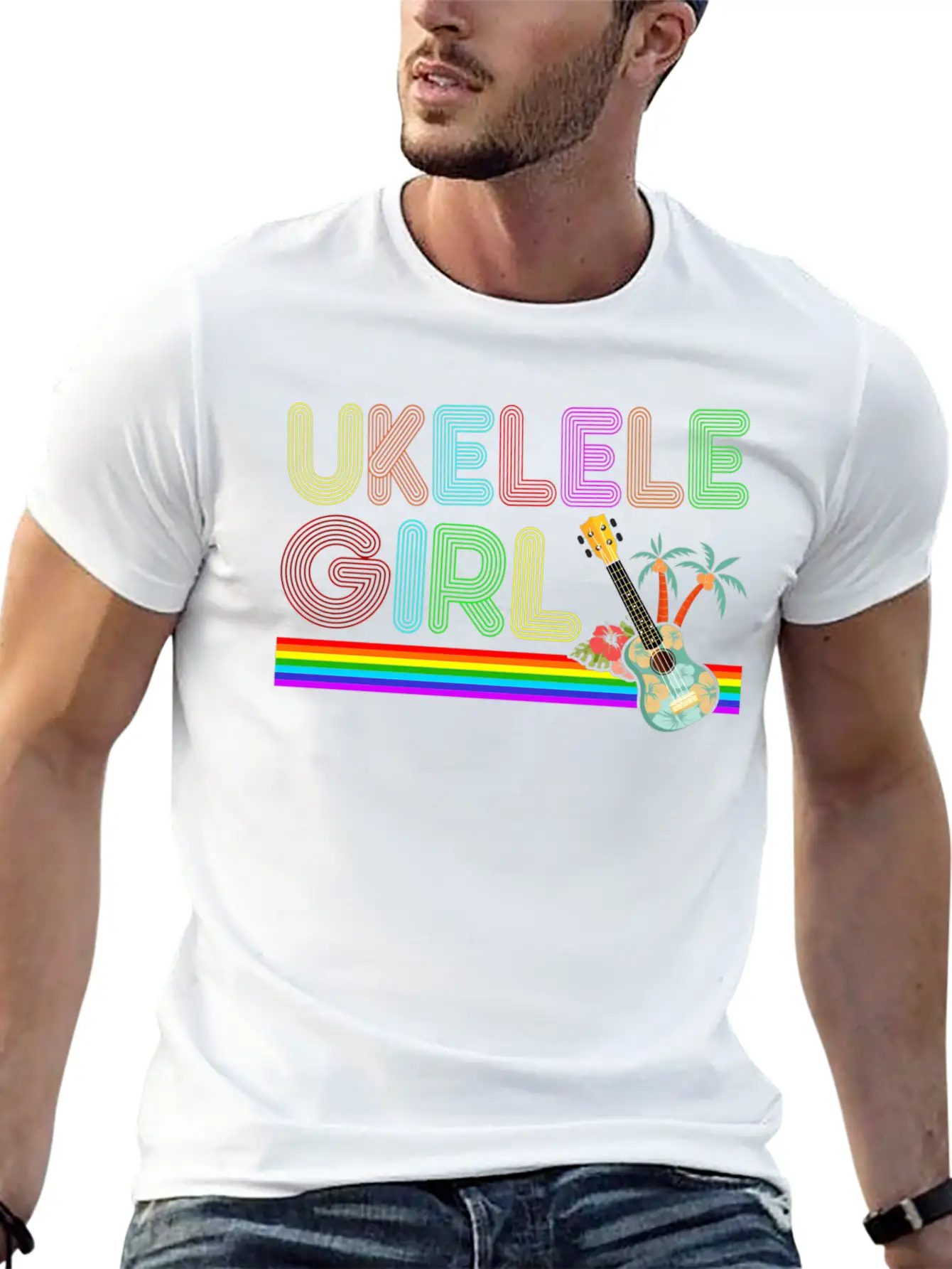 Hawaiian Ukulele Uke 70S Ukulele Casual Graphic T-Shirt – Simple And Comfortable Daily Wear