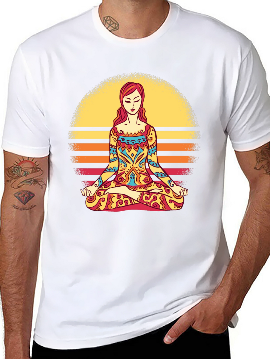 Yoga Meditation Sunset Graphic T-Shirt