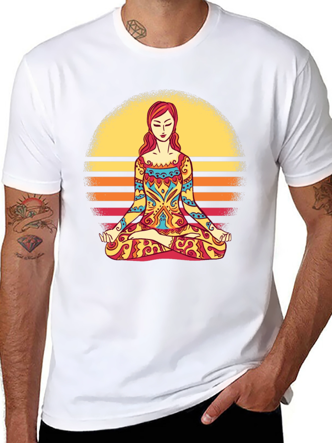 Yoga Meditation Sunset Graphic T-Shirt