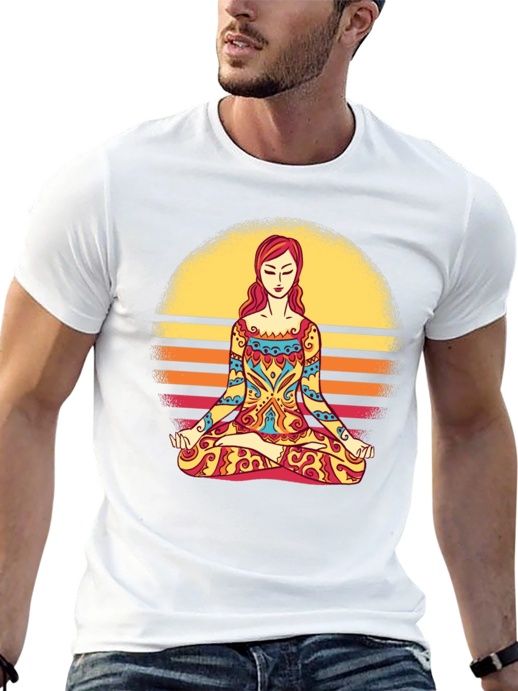 Yoga Meditation Sunset Graphic T-Shirt
