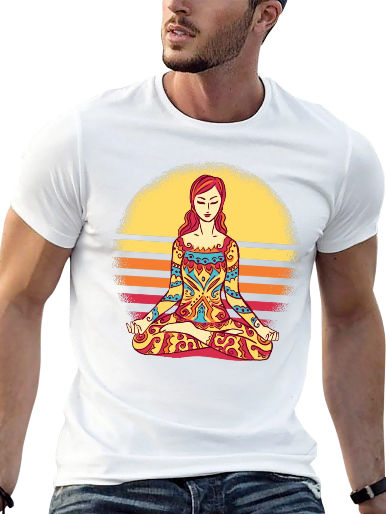 Yoga Meditation Sunset Graphic T-Shirt