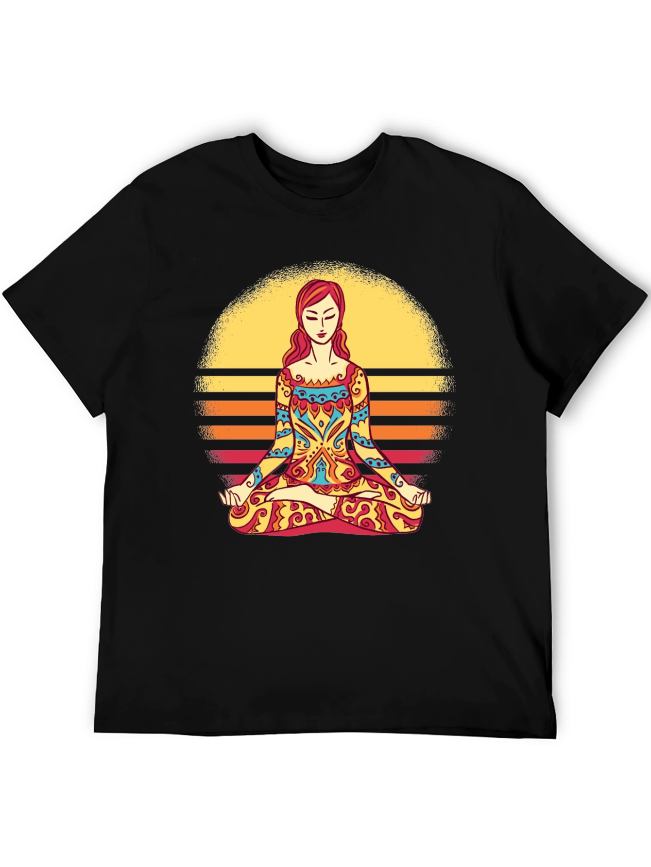 Yoga Meditation Sunset Graphic T-Shirt