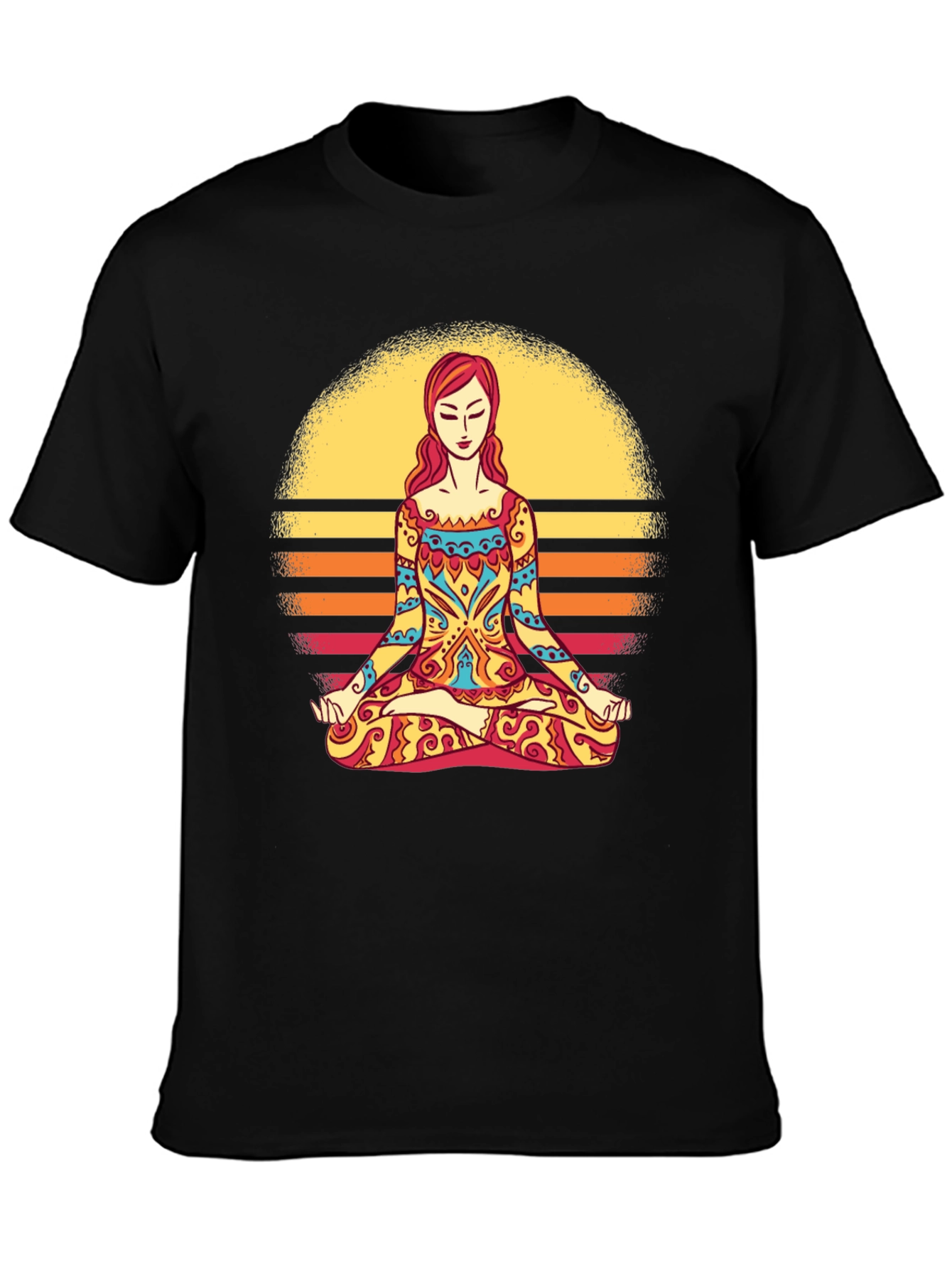 Yoga Meditation Sunset Graphic T-Shirt