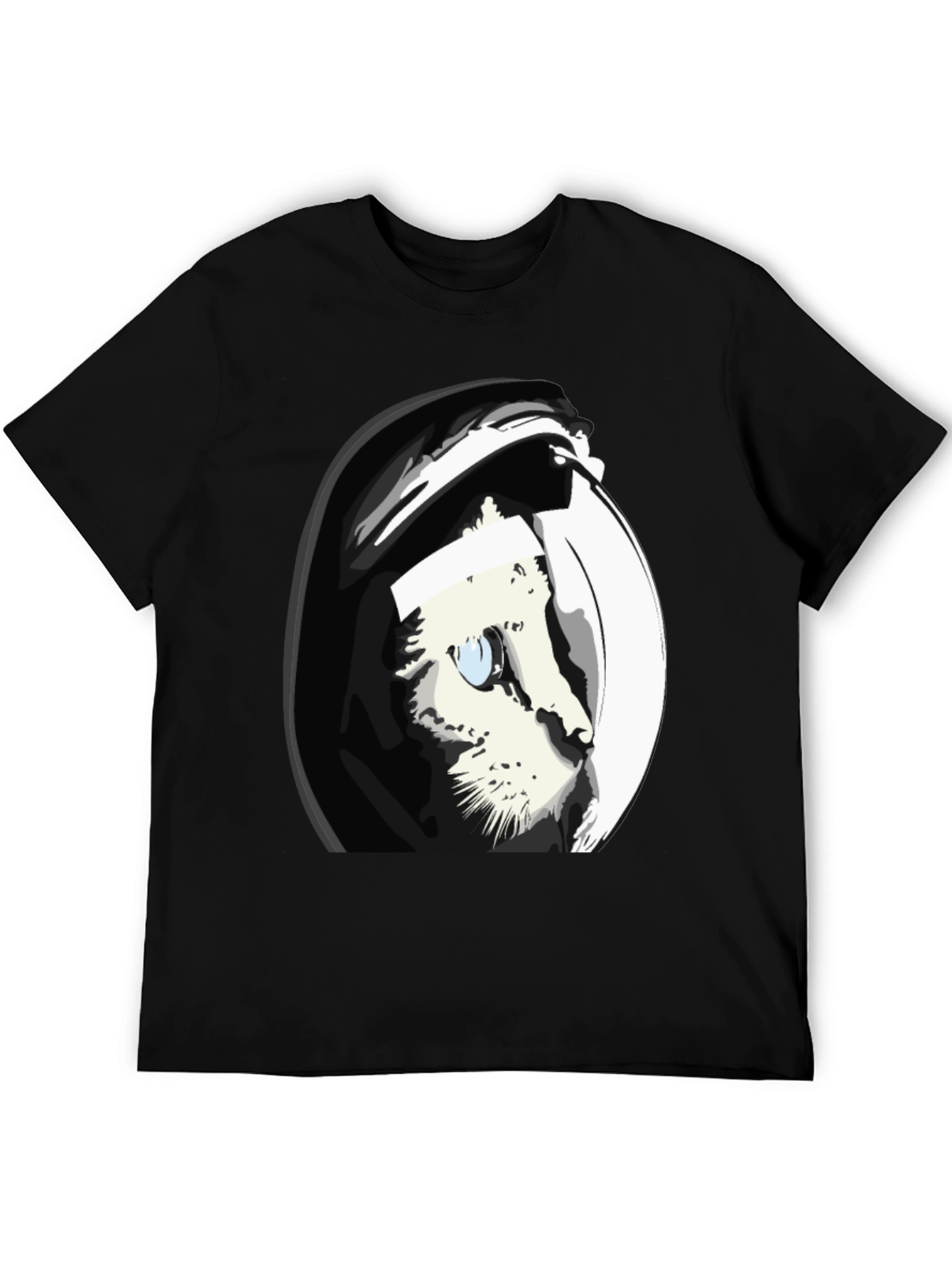 Cat Astronaut Graphic Tee - Cool Black T-Shirt