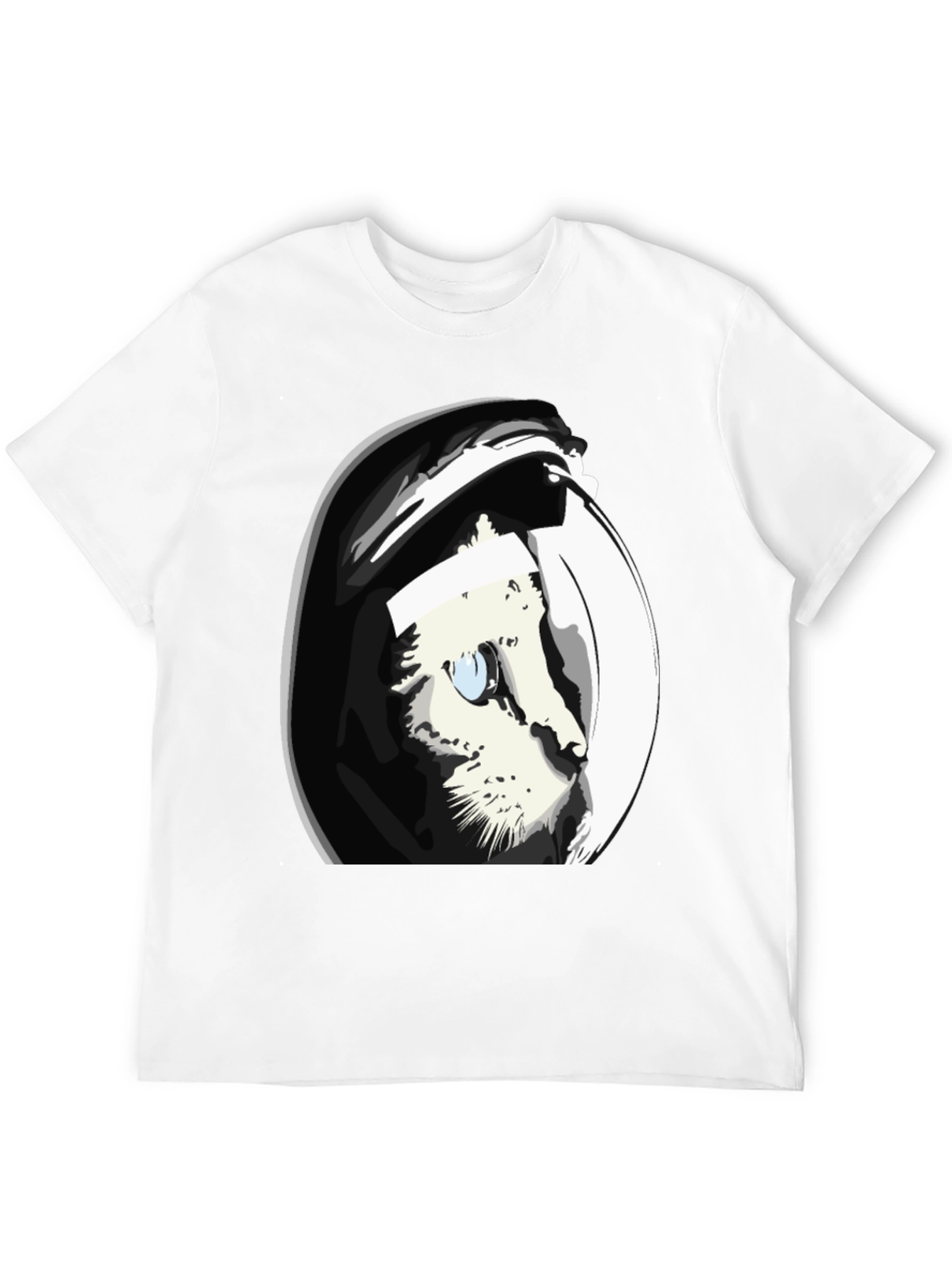 Cat Astronaut Graphic Tee - Cool Black T-Shirt