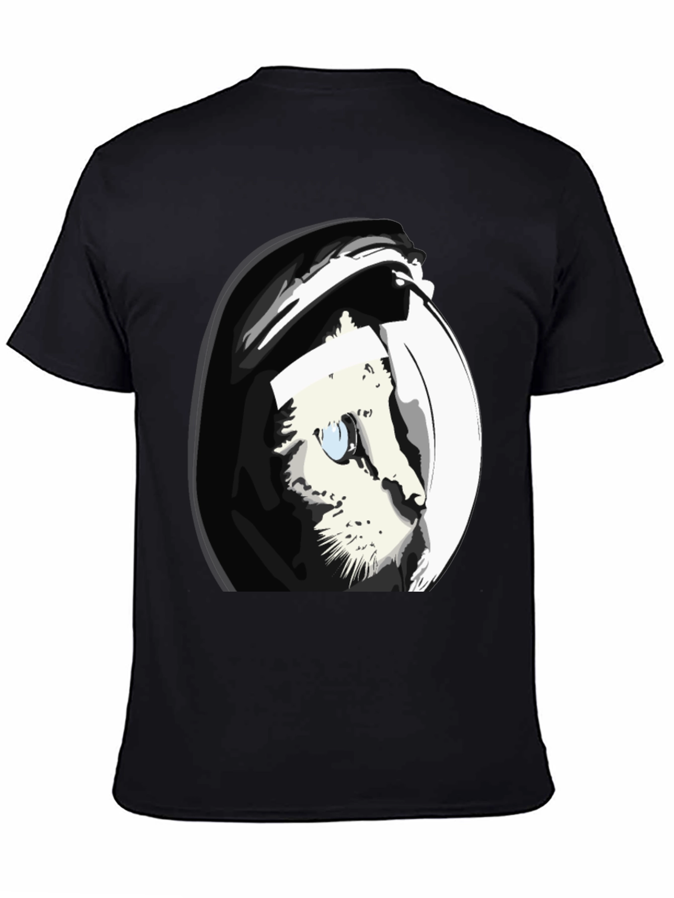 Cat Astronaut Graphic Tee - Cool Black T-Shirt