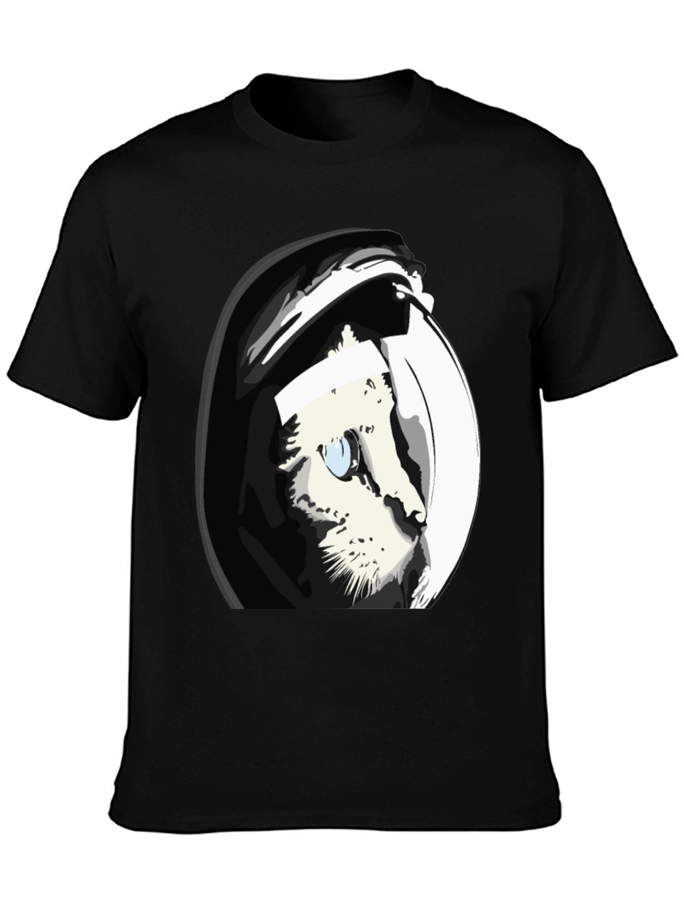Cat Astronaut Graphic Tee - Cool Black T-Shirt