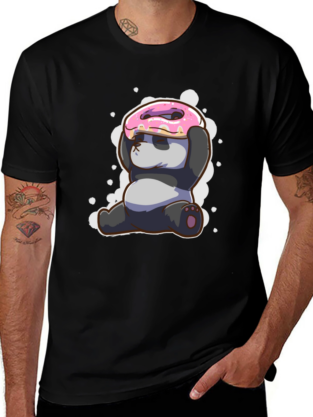 Funny Panda Donut T-Shirt - Cute Cartoon Tee