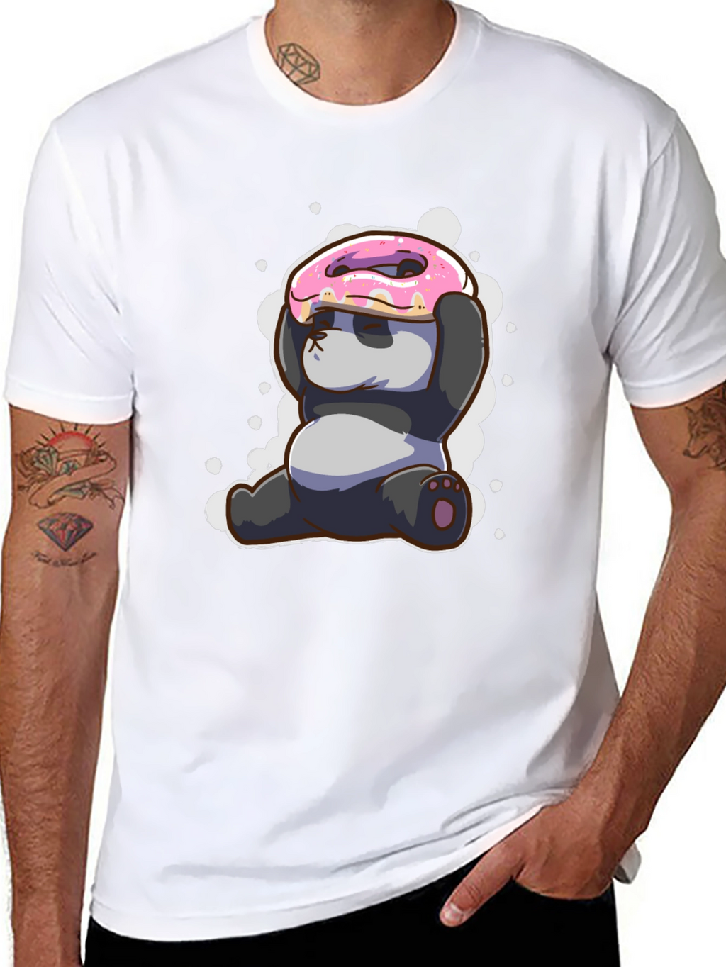 Funny Panda Donut T-Shirt - Cute Cartoon Tee