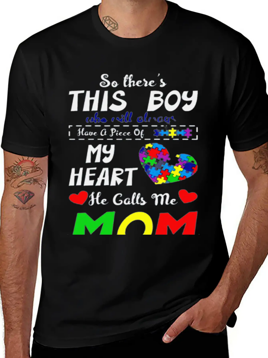 He Call Me Mom Autism Awareness Casual Graphic T-Shirt – Simple And Comfortable Daily Wear