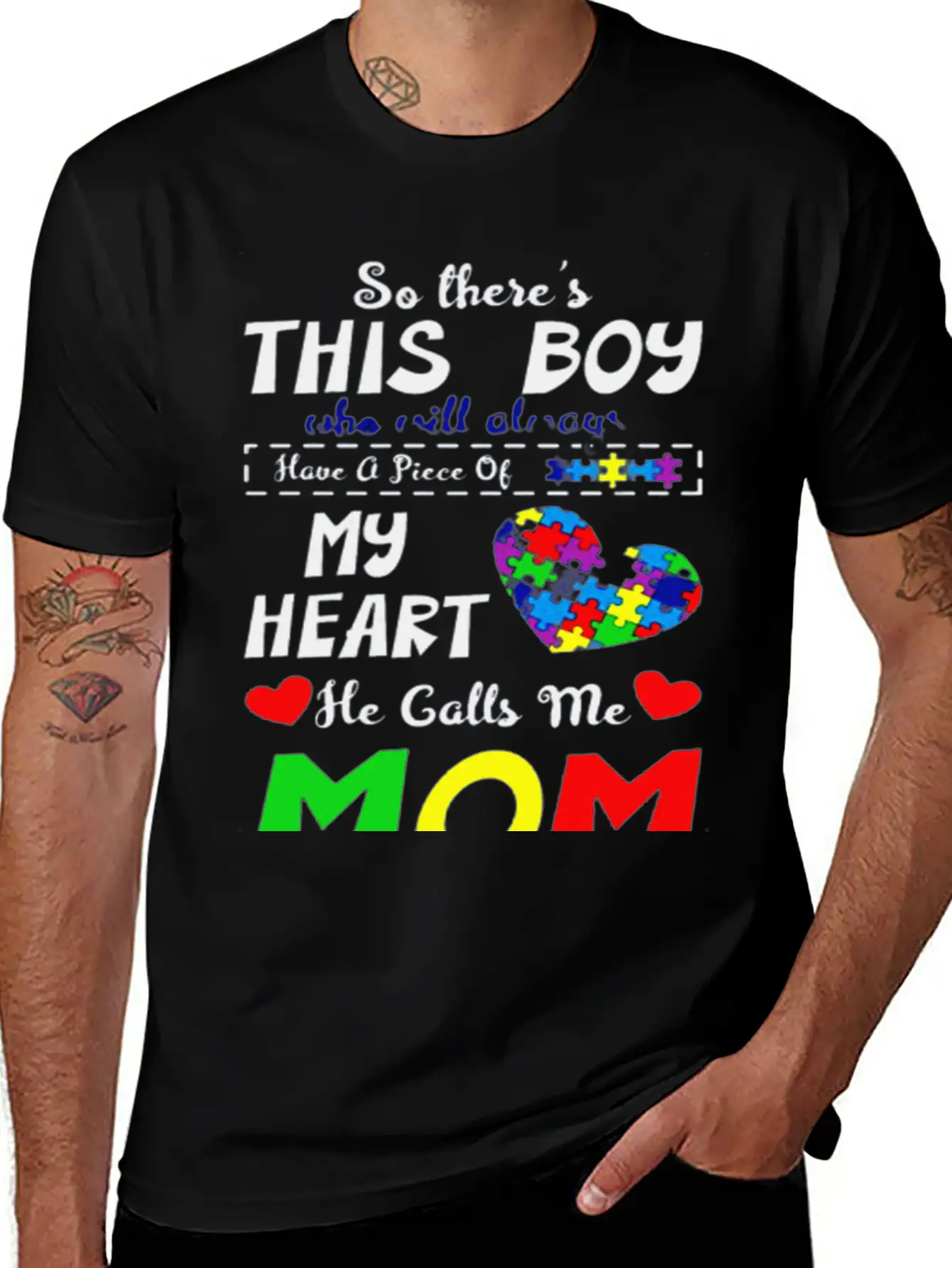 He Call Me Mom Autism Awareness Casual Graphic T-Shirt – Simple And Comfortable Daily Wear