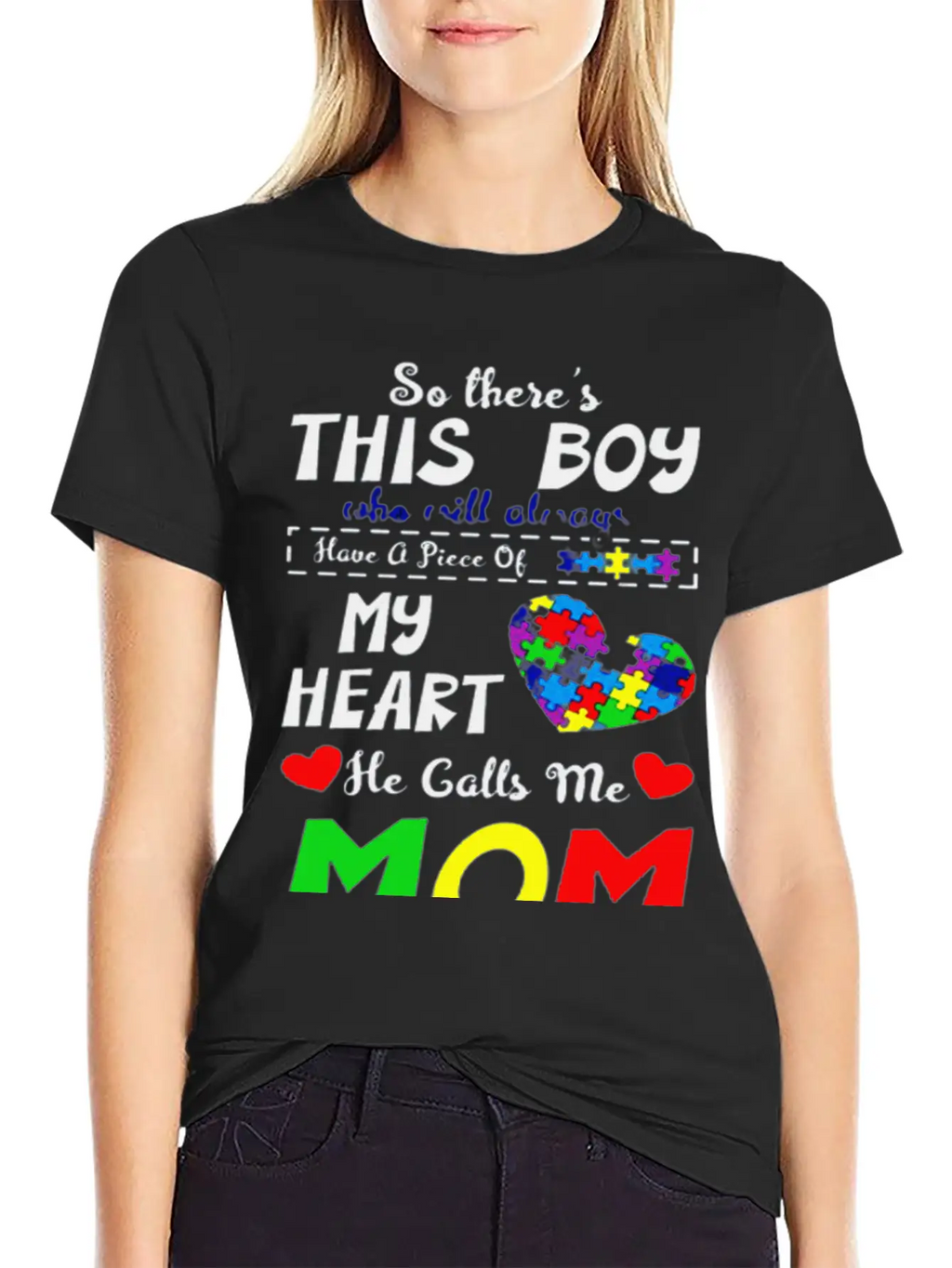 He Call Me Mom Autism Awareness Casual Graphic T-Shirt – Simple And Comfortable Daily Wear