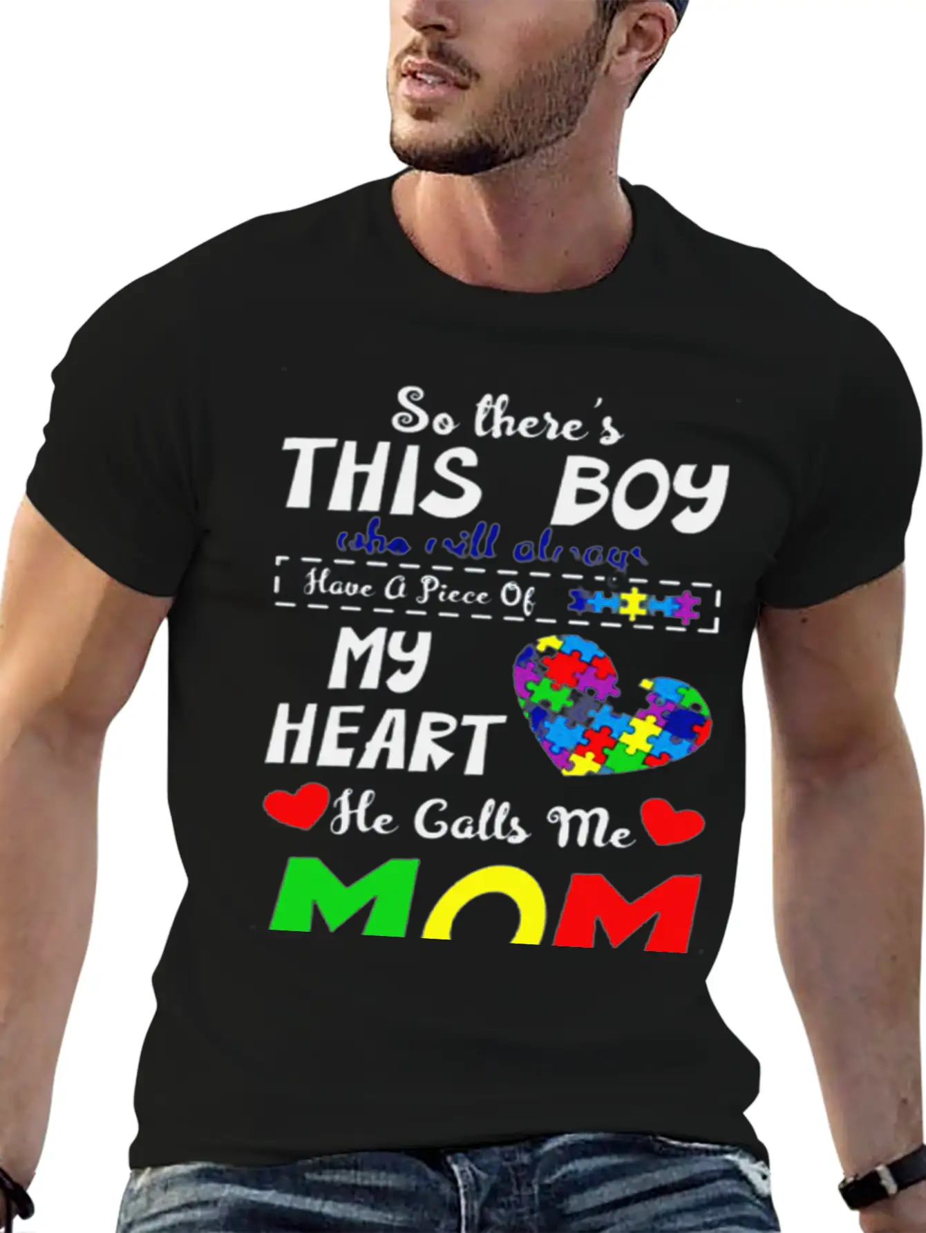 He Call Me Mom Autism Awareness Casual Graphic T-Shirt – Simple And Comfortable Daily Wear