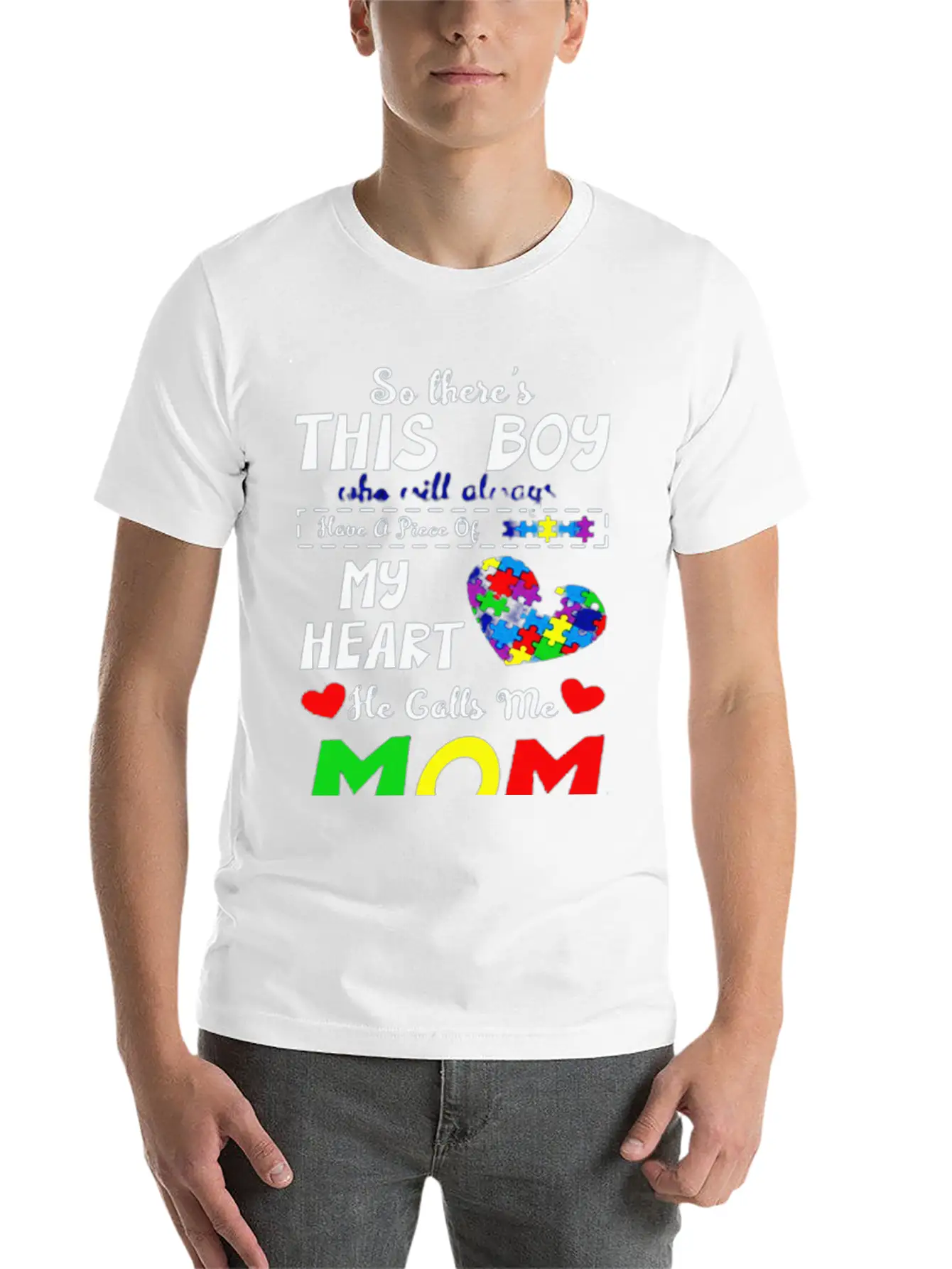 He Call Me Mom Autism Awareness Casual Graphic T-Shirt – Simple And Comfortable Daily Wear