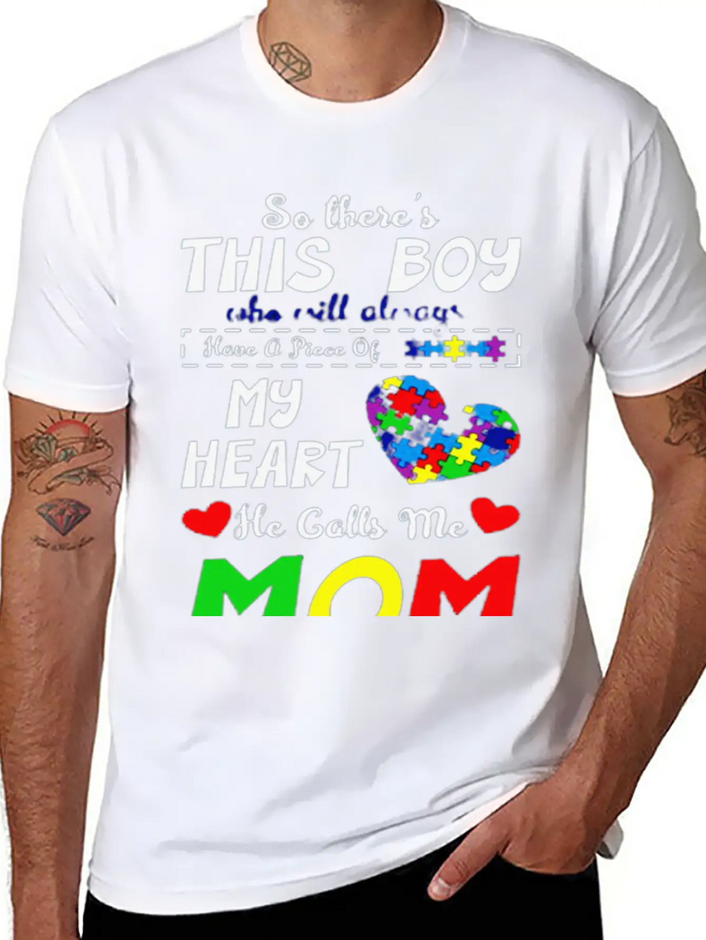 He Call Me Mom Autism Awareness Casual Graphic T-Shirt – Simple And Comfortable Daily Wear