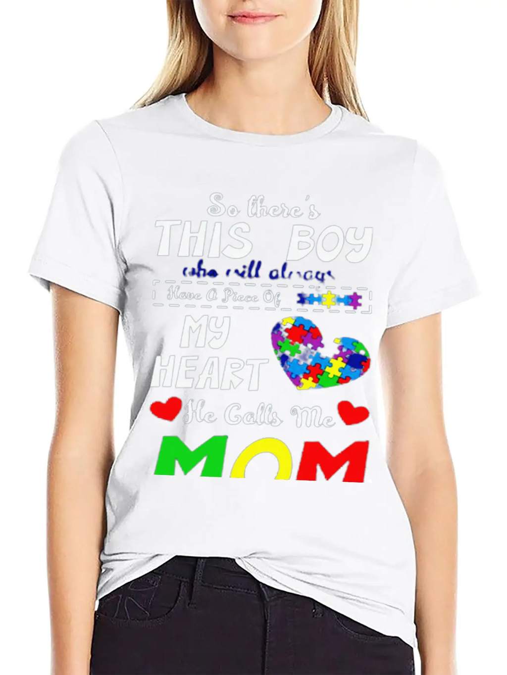 He Call Me Mom Autism Awareness Casual Graphic T-Shirt – Simple And Comfortable Daily Wear