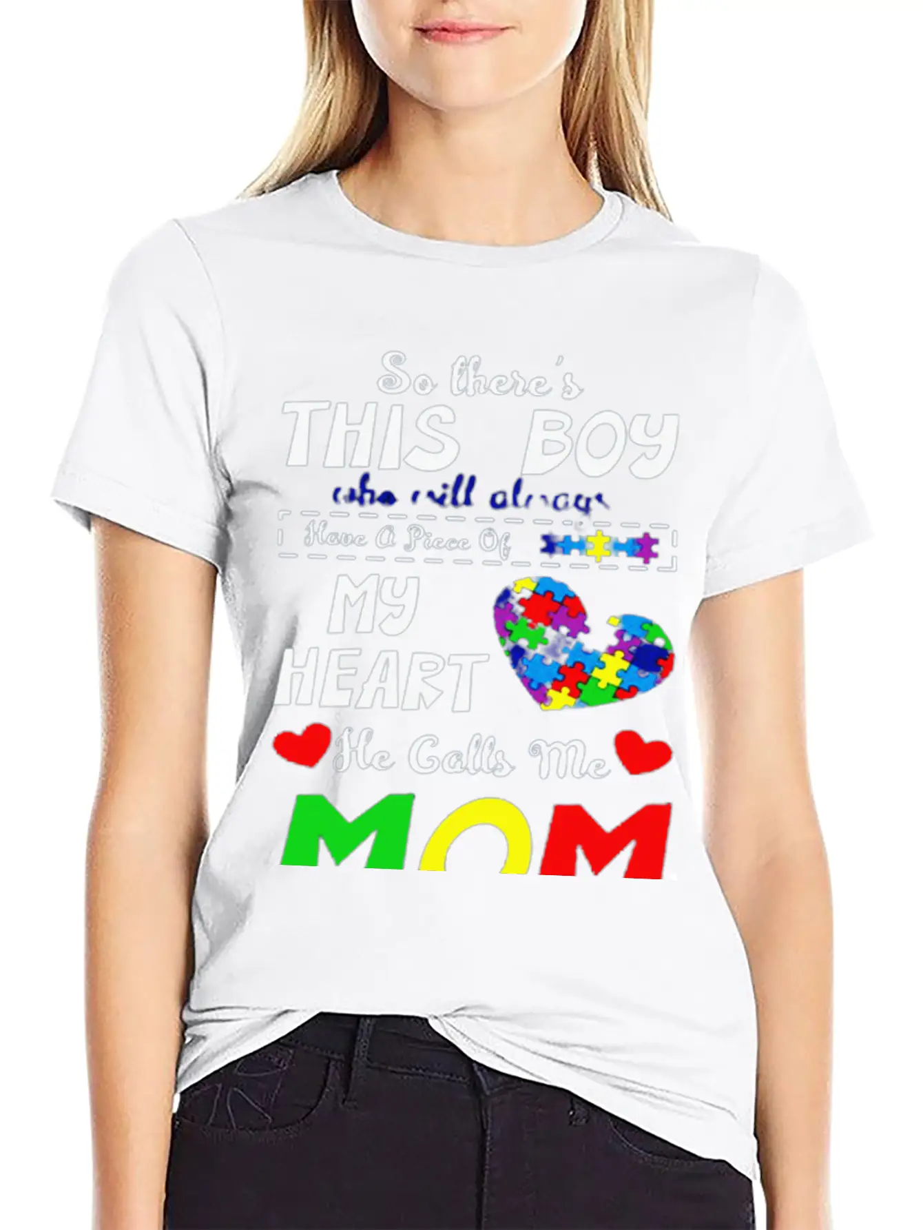 He Call Me Mom Autism Awareness Casual Graphic T-Shirt – Simple And Comfortable Daily Wear