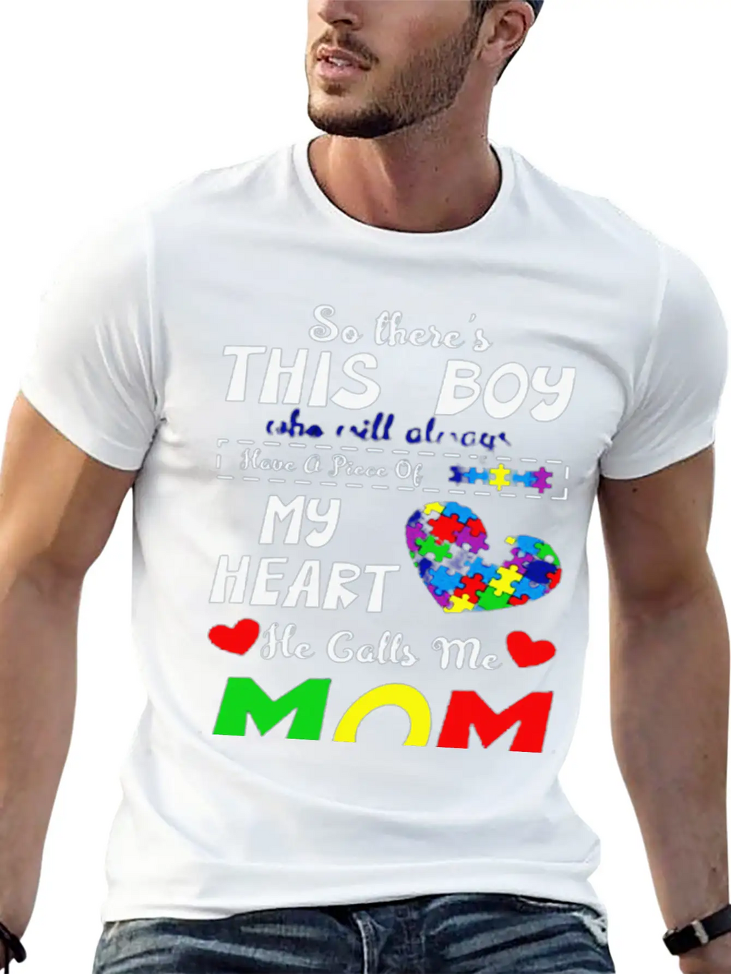 He Call Me Mom Autism Awareness Casual Graphic T-Shirt – Simple And Comfortable Daily Wear