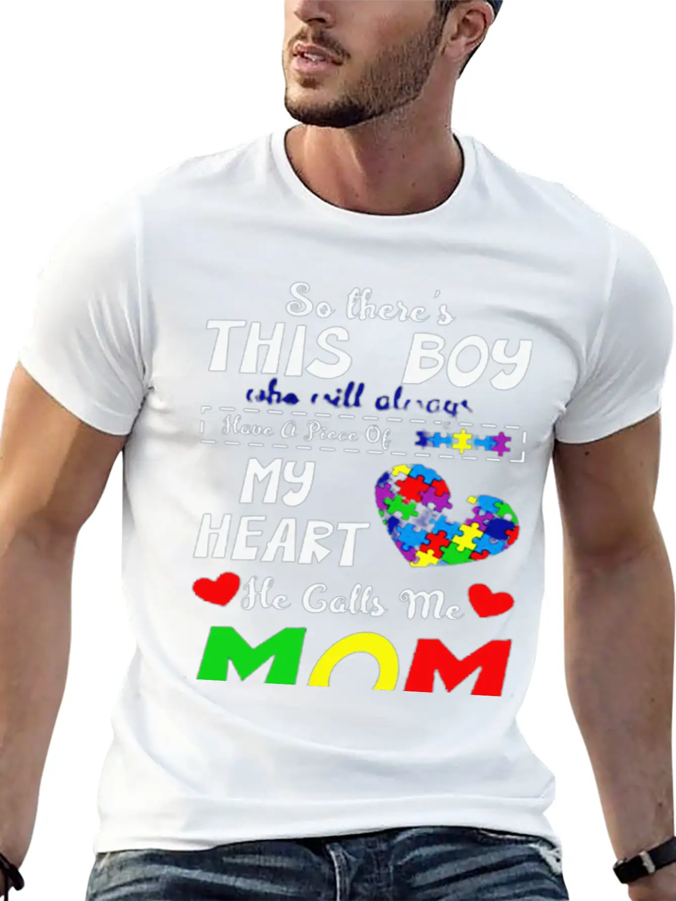 He Call Me Mom Autism Awareness Casual Graphic T-Shirt – Simple And Comfortable Daily Wear