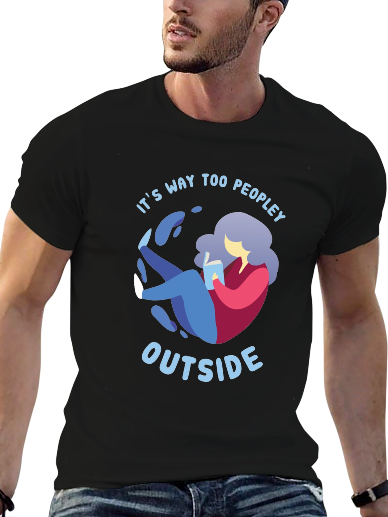 Introvert Comfort T-Shirt - Its Way Too Peopley Outside