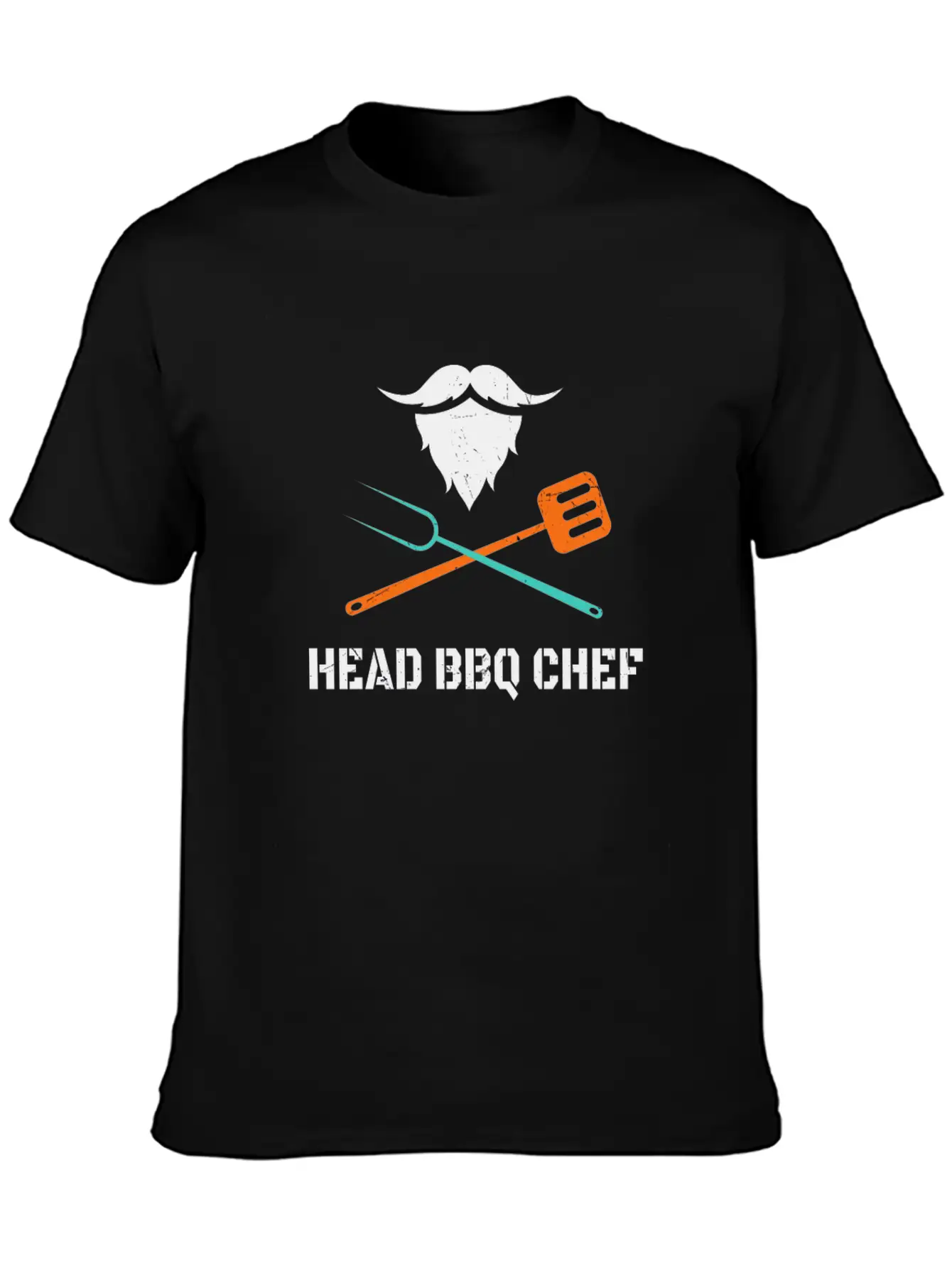 Head BBQ Chef With Beard Grilling Men's Fun Stylish Everyday T-Shirt – Unisex Basic Cotton Tee