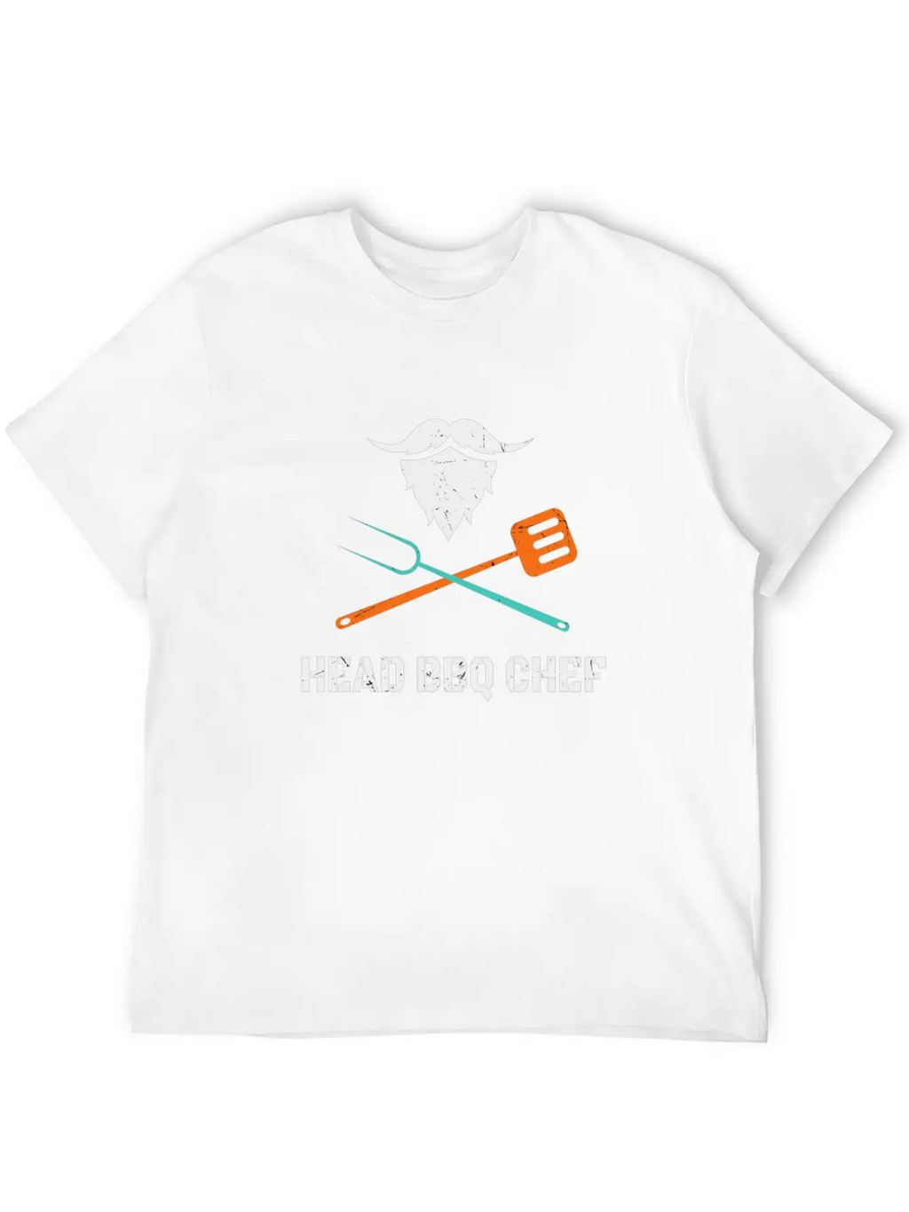 Head BBQ Chef With Beard Grilling Men's Fun Stylish Everyday T-Shirt – Unisex Basic Cotton Tee