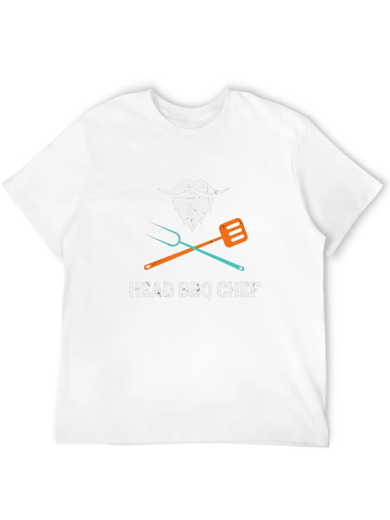 Head BBQ Chef With Beard Grilling Men's Fun Stylish Everyday T-Shirt – Unisex Basic Cotton Tee