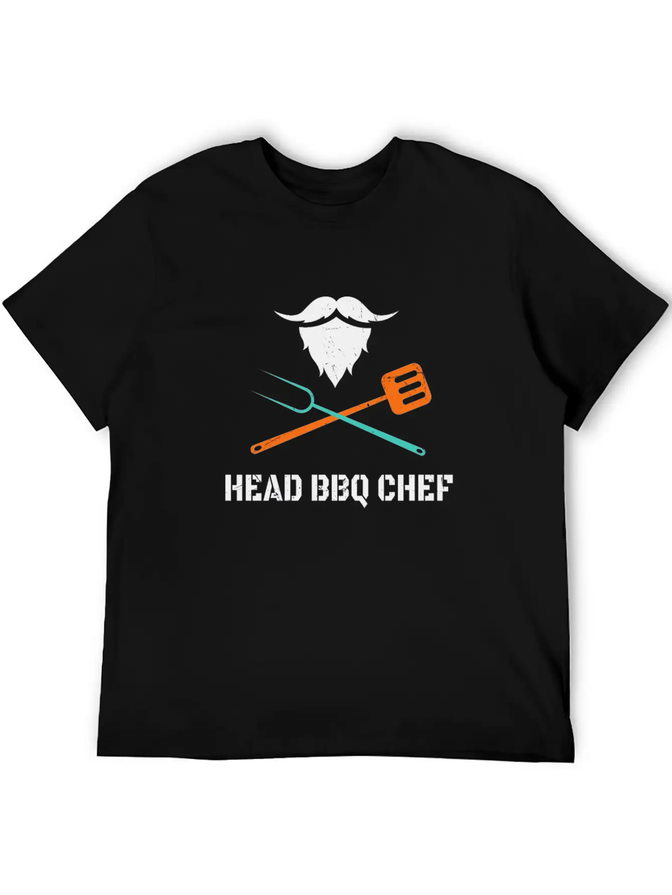 Head BBQ Chef With Beard Grilling Men's Fun Stylish Everyday T-Shirt – Unisex Basic Cotton Tee