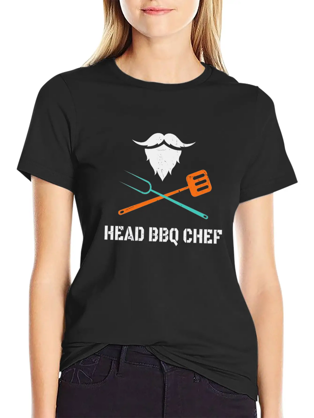 Head BBQ Chef With Beard Grilling Men's Fun Stylish Everyday T-Shirt – Unisex Basic Cotton Tee