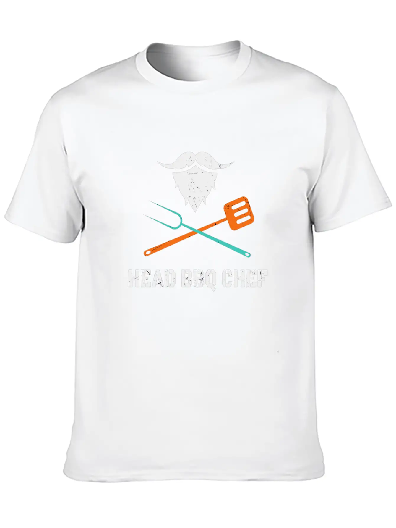 Head BBQ Chef With Beard Grilling Men's Fun Stylish Everyday T-Shirt – Unisex Basic Cotton Tee