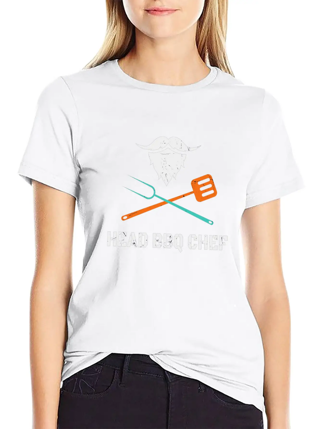 Head BBQ Chef With Beard Grilling Men's Fun Stylish Everyday T-Shirt – Unisex Basic Cotton Tee
