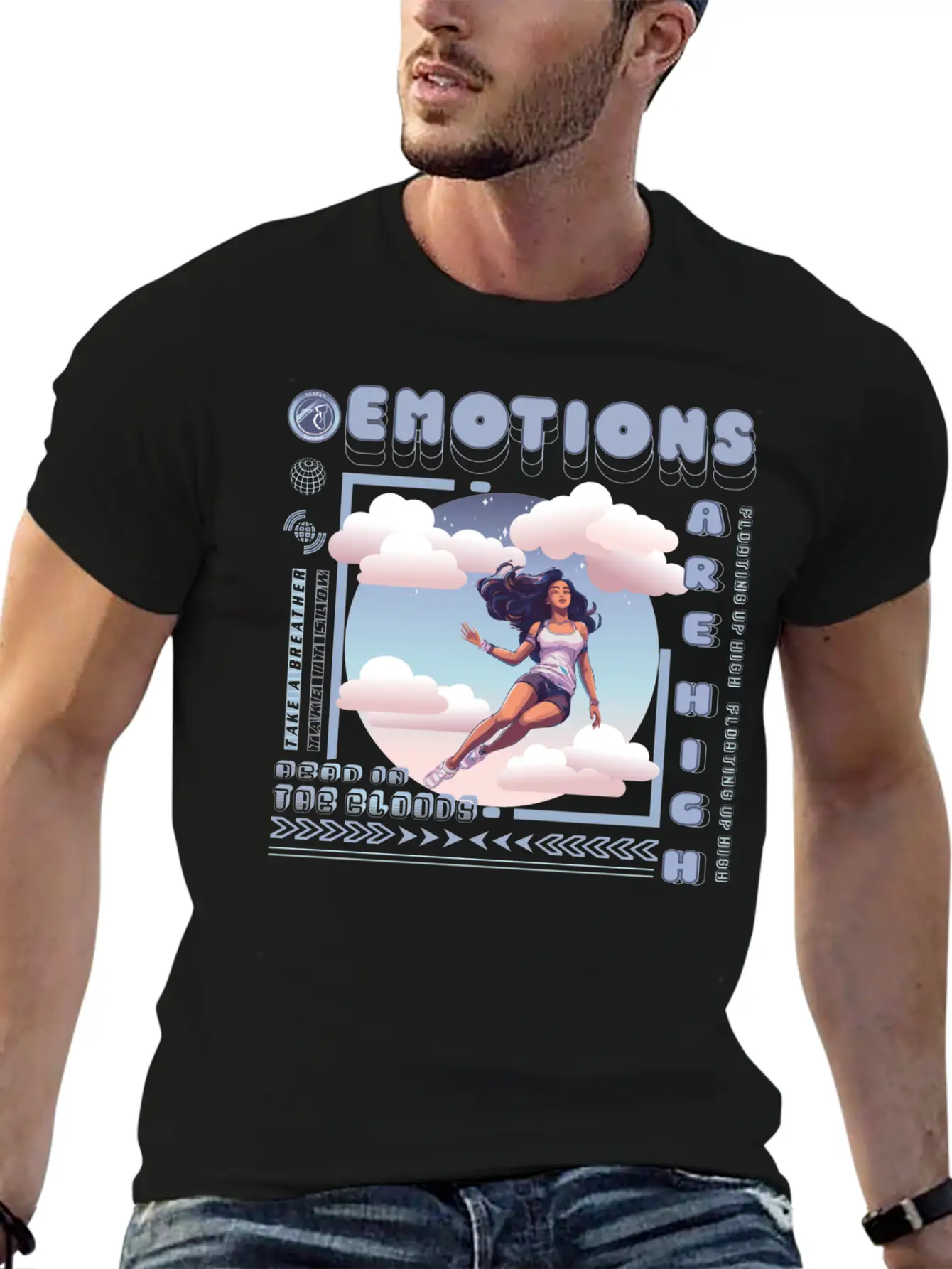 Head In The Clouds Casual Graphic T-Shirt – Simple And Comfortable Daily Wear