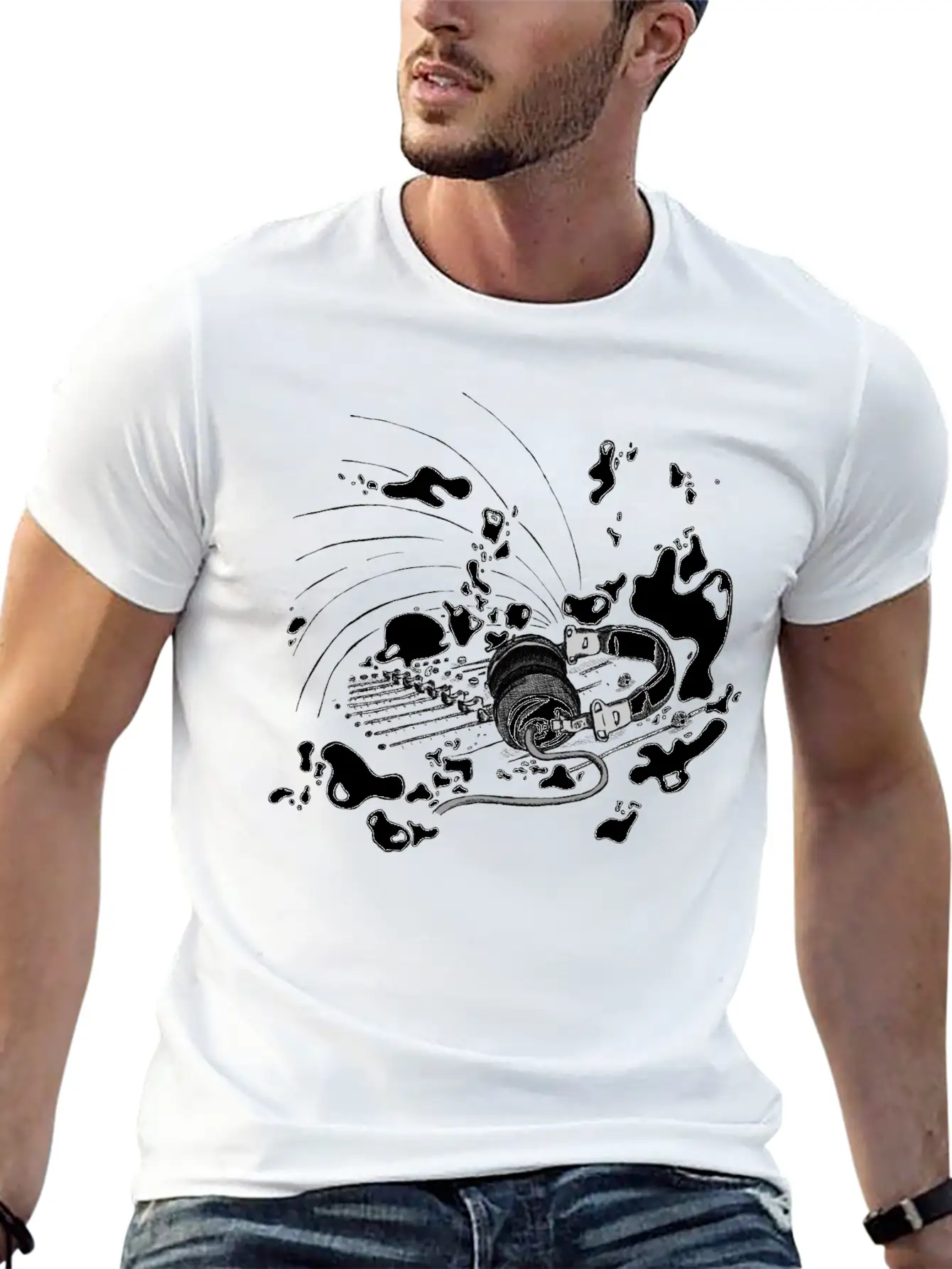 Headphone Splash Unisex Casual T-Shirt – Clean Design For Daily Comfort