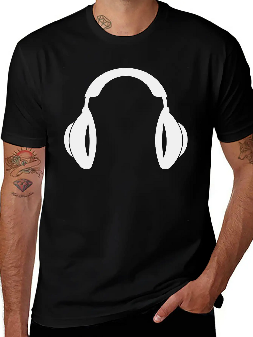 Headphones Music Tunes 1c Unisex Casual T-Shirt – Clean Design For Daily Comfort