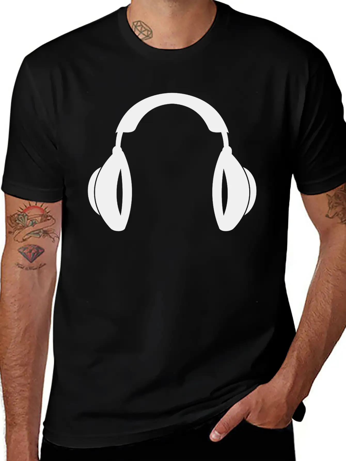 Headphones Music Tunes 1c Unisex Casual T-Shirt – Clean Design For Daily Comfort