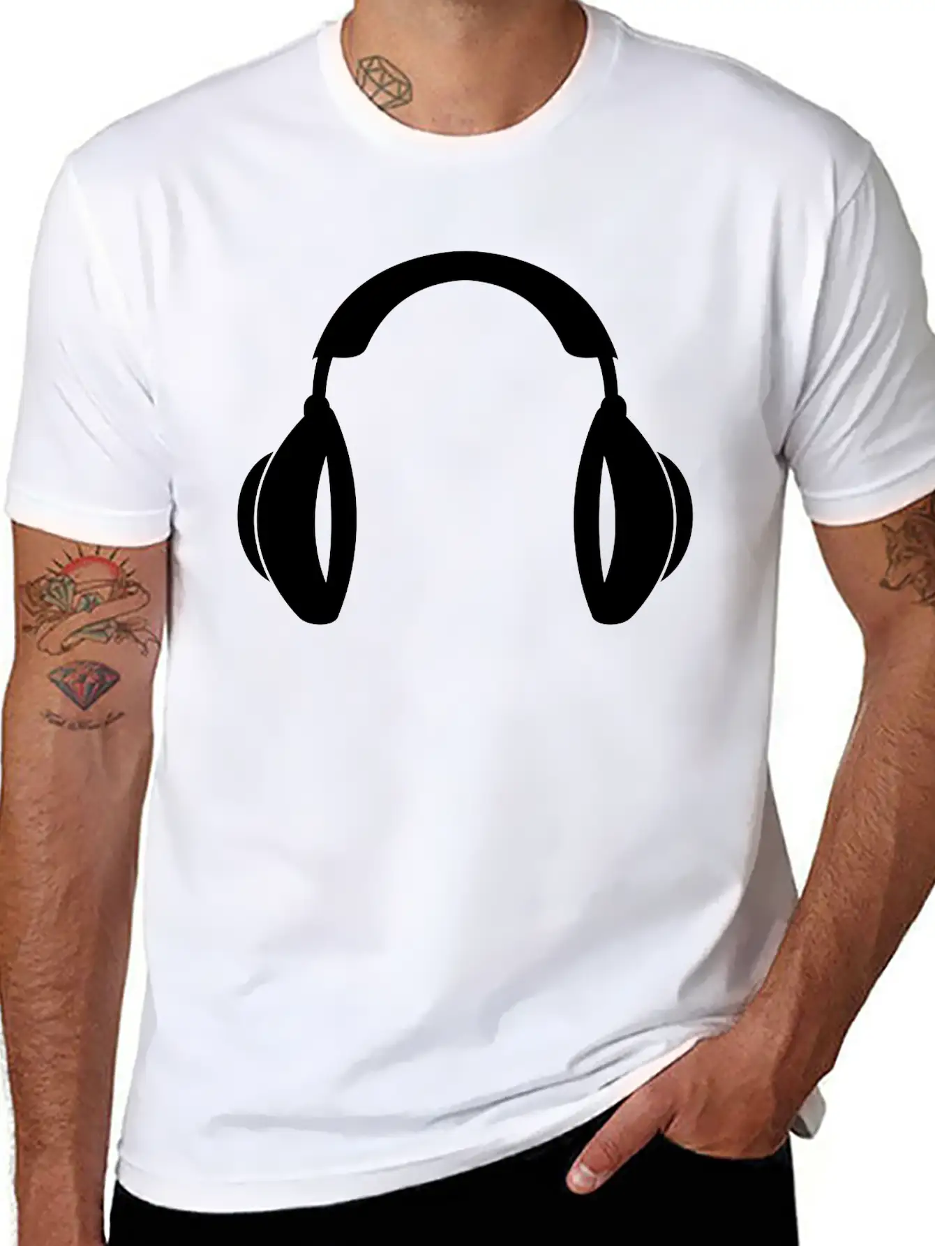 Headphones Music Tunes 1c Unisex Casual T-Shirt – Clean Design For Daily Comfort