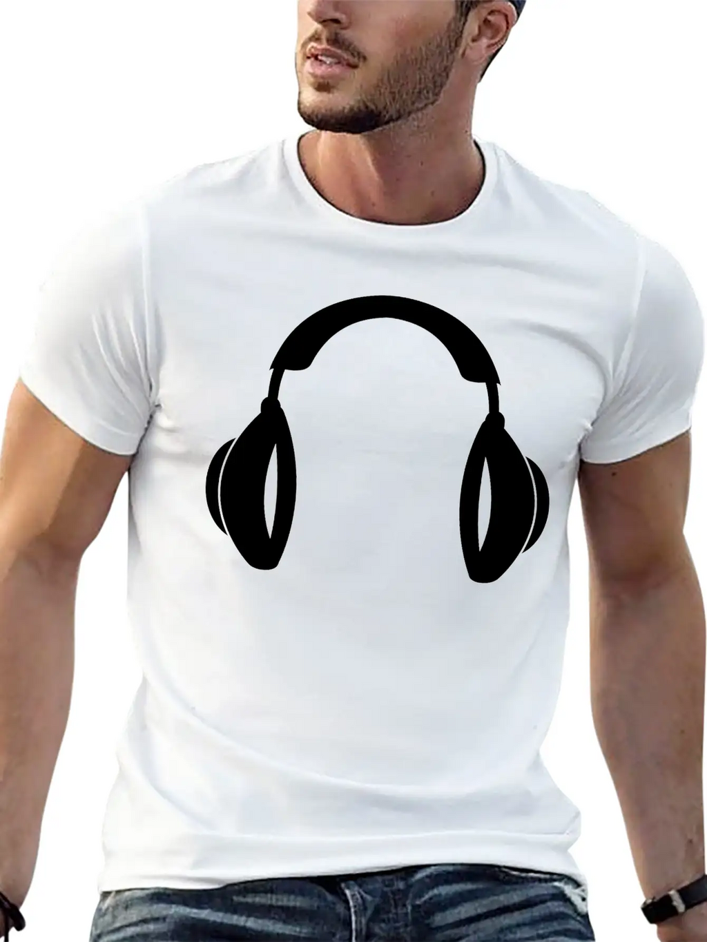 Headphones Music Tunes 1c Unisex Casual T-Shirt – Clean Design For Daily Comfort
