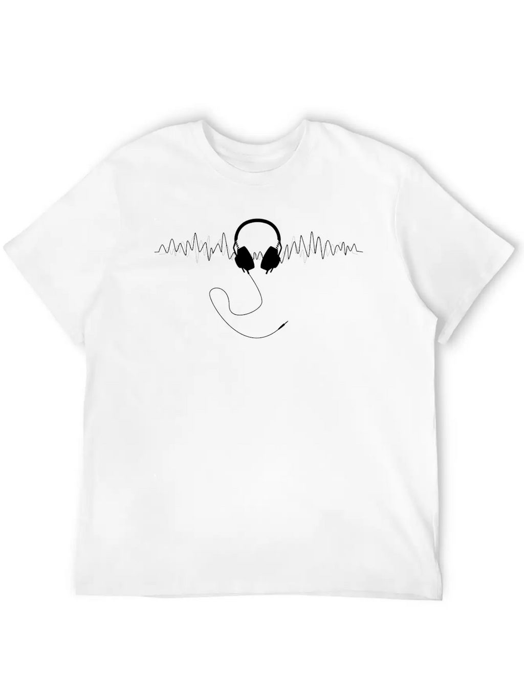 Headphones With Soundwaves Visual In White Unisex Casual T-Shirt – Clean Design For Daily Comfort