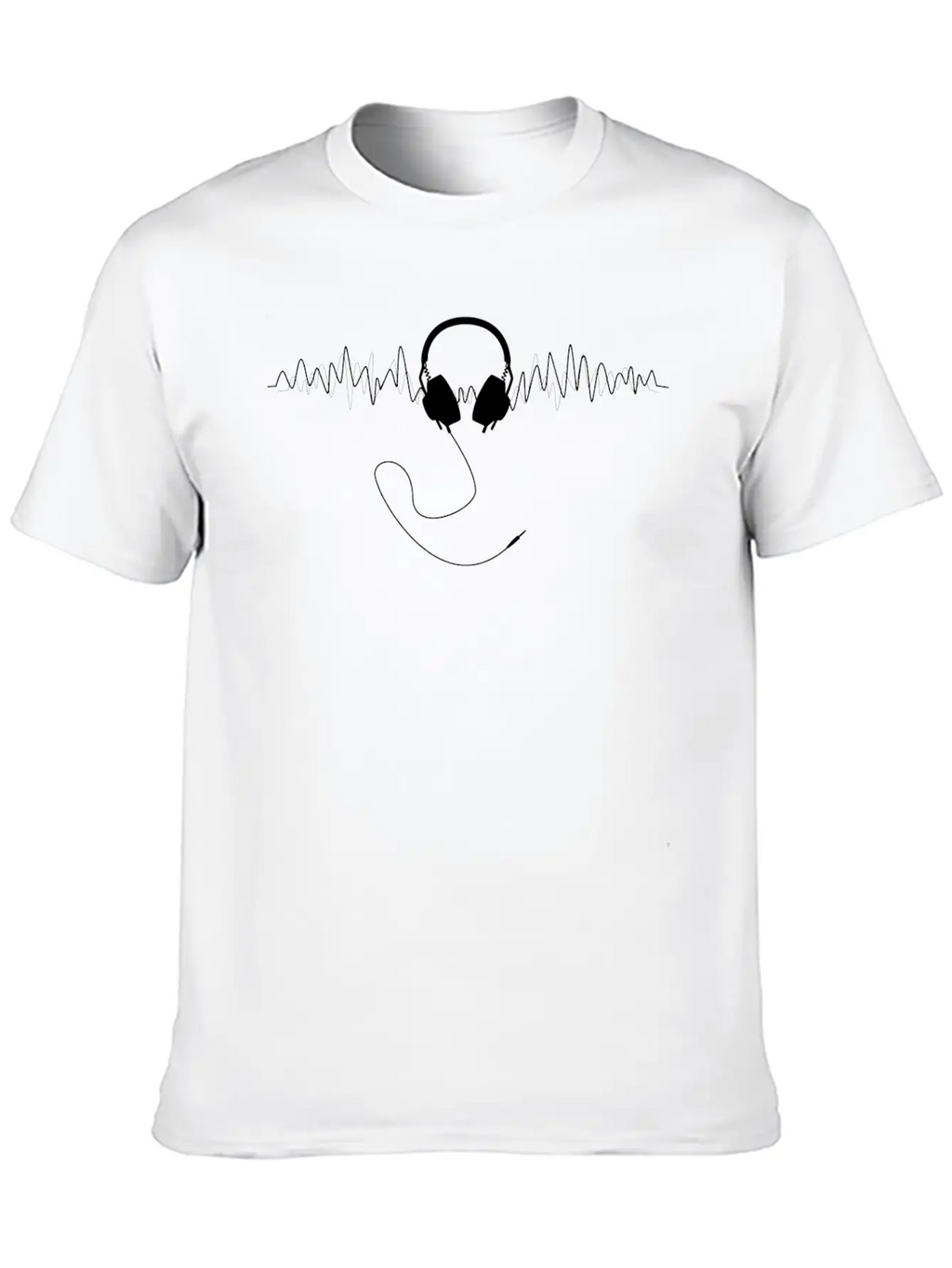 Headphones With Soundwaves Visual In White Unisex Casual T-Shirt – Clean Design For Daily Comfort