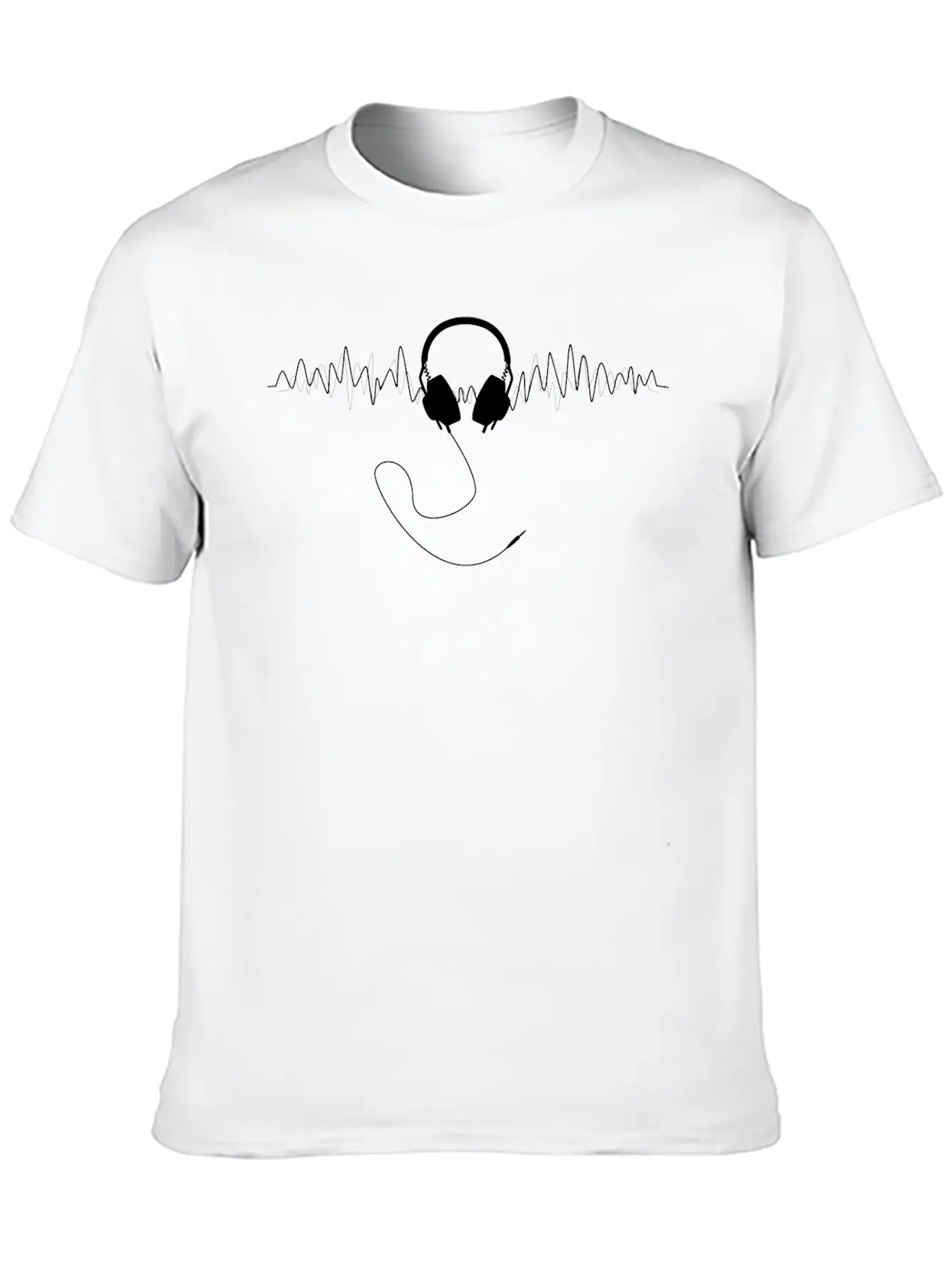 Headphones With Soundwaves Visual In White Unisex Casual T-Shirt – Clean Design For Daily Comfort