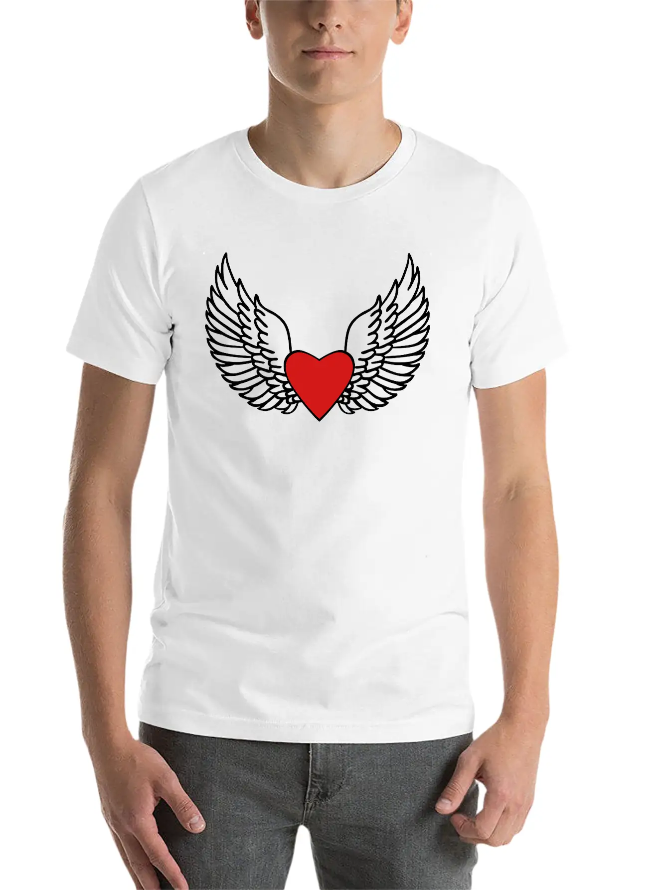 Heart And Wings Casual Graphic T-Shirt – Simple And Comfortable Daily Wear