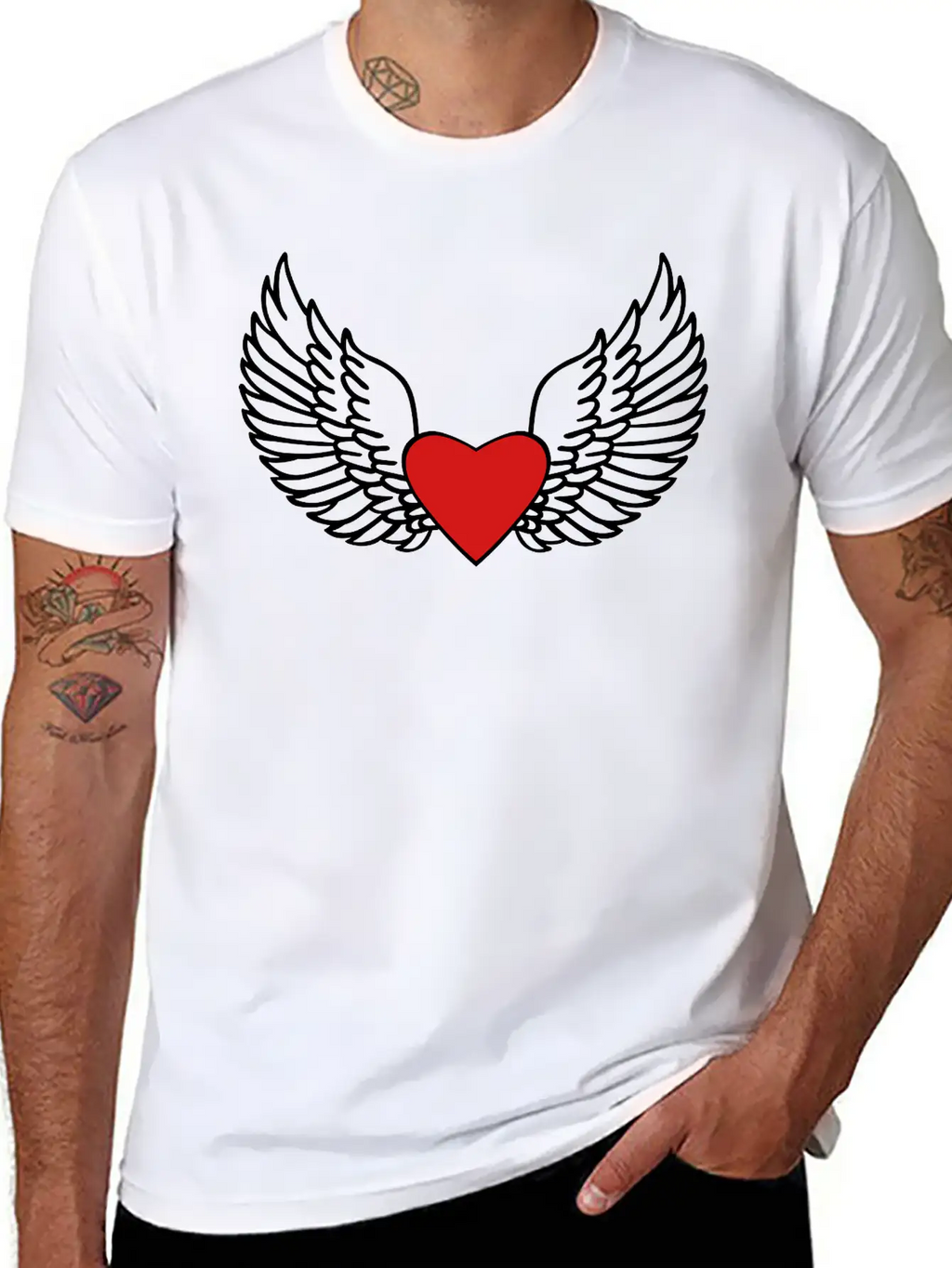 Heart And Wings Casual Graphic T-Shirt – Simple And Comfortable Daily Wear