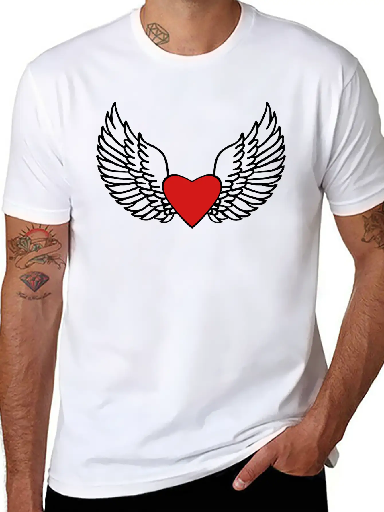 Heart And Wings Casual Graphic T-Shirt – Simple And Comfortable Daily Wear