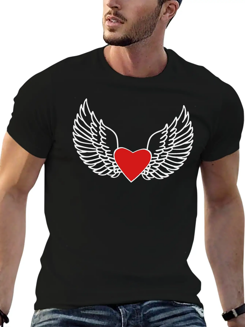 Heart And Wings Casual Graphic T-Shirt – Simple And Comfortable Daily Wear