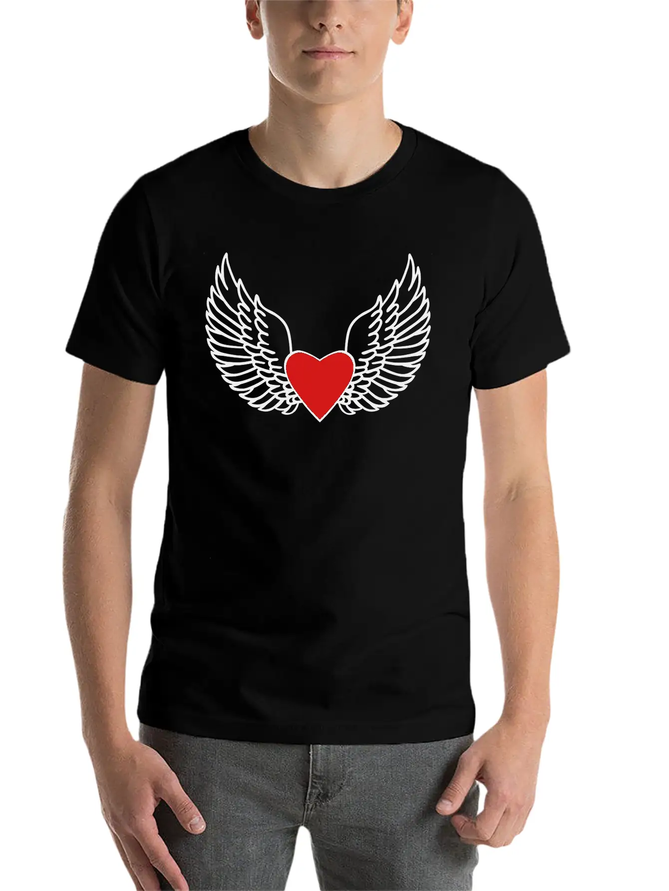 Heart And Wings Casual Graphic T-Shirt – Simple And Comfortable Daily Wear